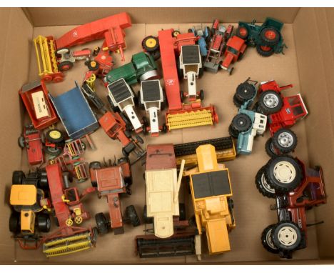 A large group Of Tractor and farm related models To Include - Dinky Toys David Brown tractor, Corgi Toys Fordson, Joal - JCB 