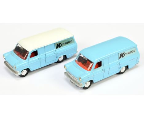 Dinky Toys 407 Ford Transit "Kenwood" A Unboxed Pair - (1) Light blue body, white roof, red interior, silver trim and cast sp