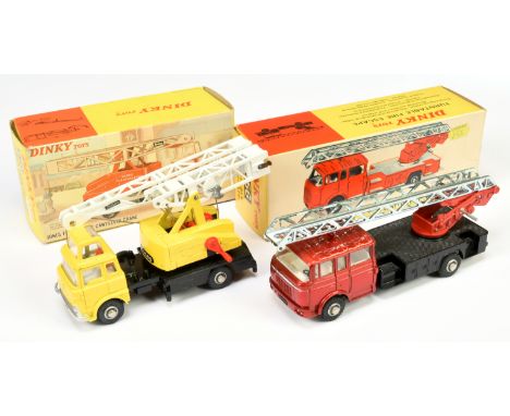 Dinky Toys 956 Berliet Turntable Fire Engine - Metallic red cab and ballast, black back, white interior, silver trim, chrome 