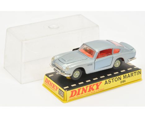 Dinky Toys 153 Aston Martin DB6 - Steel blue body, red interior, chrome trim and cast wire wheels - Excellent overall (does h