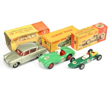 Dinky toys Group Of 3 - (1) 110 Aston Martin DB3S - Mid-green body, red seats and rigid hubs, figure driver, (2) 145 Singer V