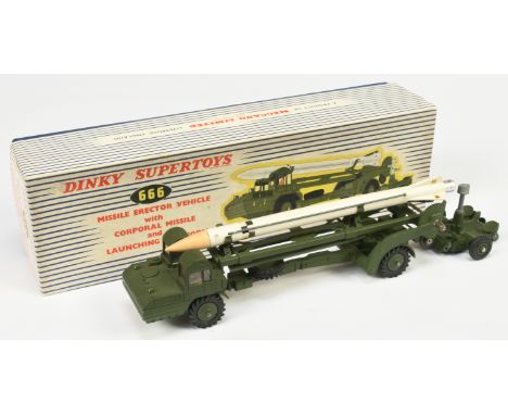 Dinky Toys Military 666 Missile Erector Vehicle With Corporal Missile And Launching Platform - Green including hubs, with win