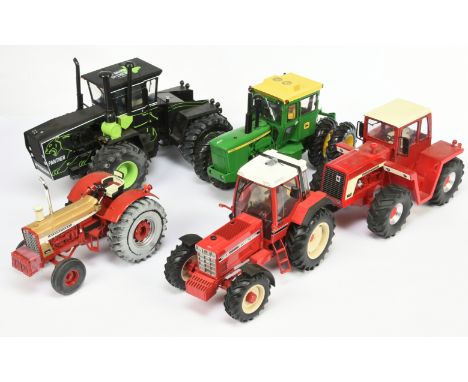 A Group of Mainly (1/16th) Tractors To Include Universal Hobbies Case 1455 XL - red and white, Ertl John Deere 7020 Green and