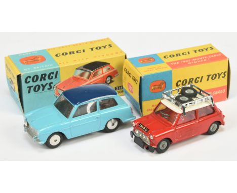 Corgi Toys A Pair - (1) 216 Austin A40 Saloon - Light blue body, dark blue roof, silver trim and flat spun hubs - Good Plus i