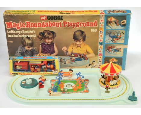 Corgi Toys "The magic Roundabout" A Pair - (1) 851 Train - with correct figures - Excellent in Fair Blue and yellow window bo