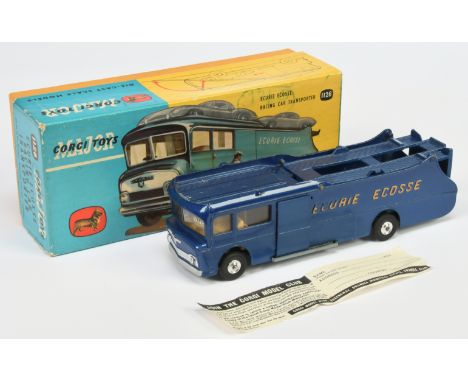 Corgi Toys 1126 Ecurie Ecosse Racing car Transporter - Blue Body, Pale yellow interior, silver trim and spun hubs - Good (wit