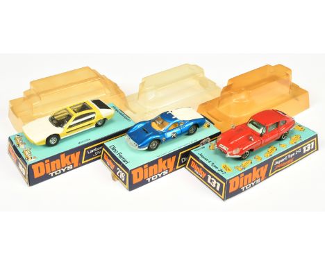 Dinky Toys A Group Of 3 - (1) 131 Jaguar Type E - Red body black base and aerial, Speedwheels, (2) 189 Lamborghini Marzal -Ye