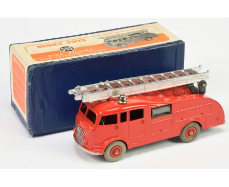 Dinky Toys 555 Fire Engine With Extending ladder - Red including supertoy hubs with grey tyres, silver trim and ladders, tow 