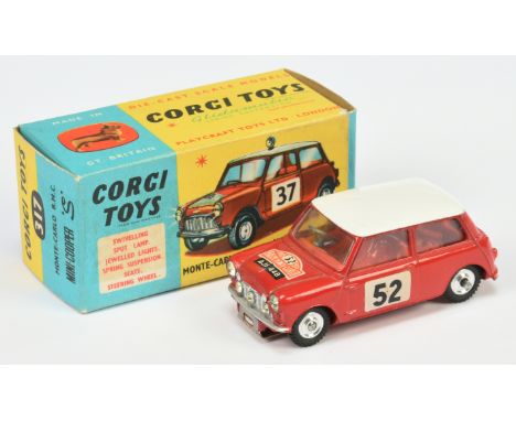 Corgi Toys 321 BMC Mini Cooper S "Rallye Monte Carlo" - Red body and interior, white roof, silver trim, spun hubs and racing 