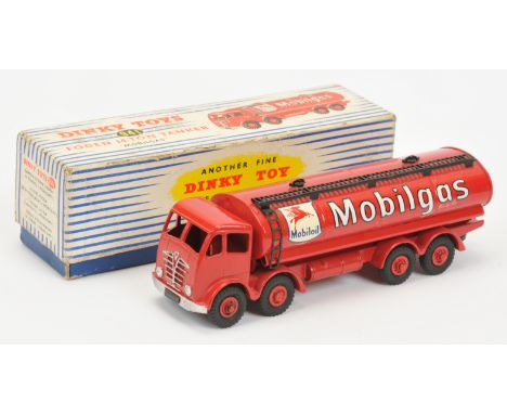 Dinky Toys 941 Foden (Type 2) 14-ton "Mobilgas" Tanker -&nbsp; Red including Supertoy hubs, silver trim, black metal gantry a
