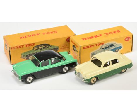 Dinky Toys A pair - (1) 162 Ford Zephyr - Two-Tone cream and green, light beige rigid hubs, silver trim - and (2) 165 Humber 