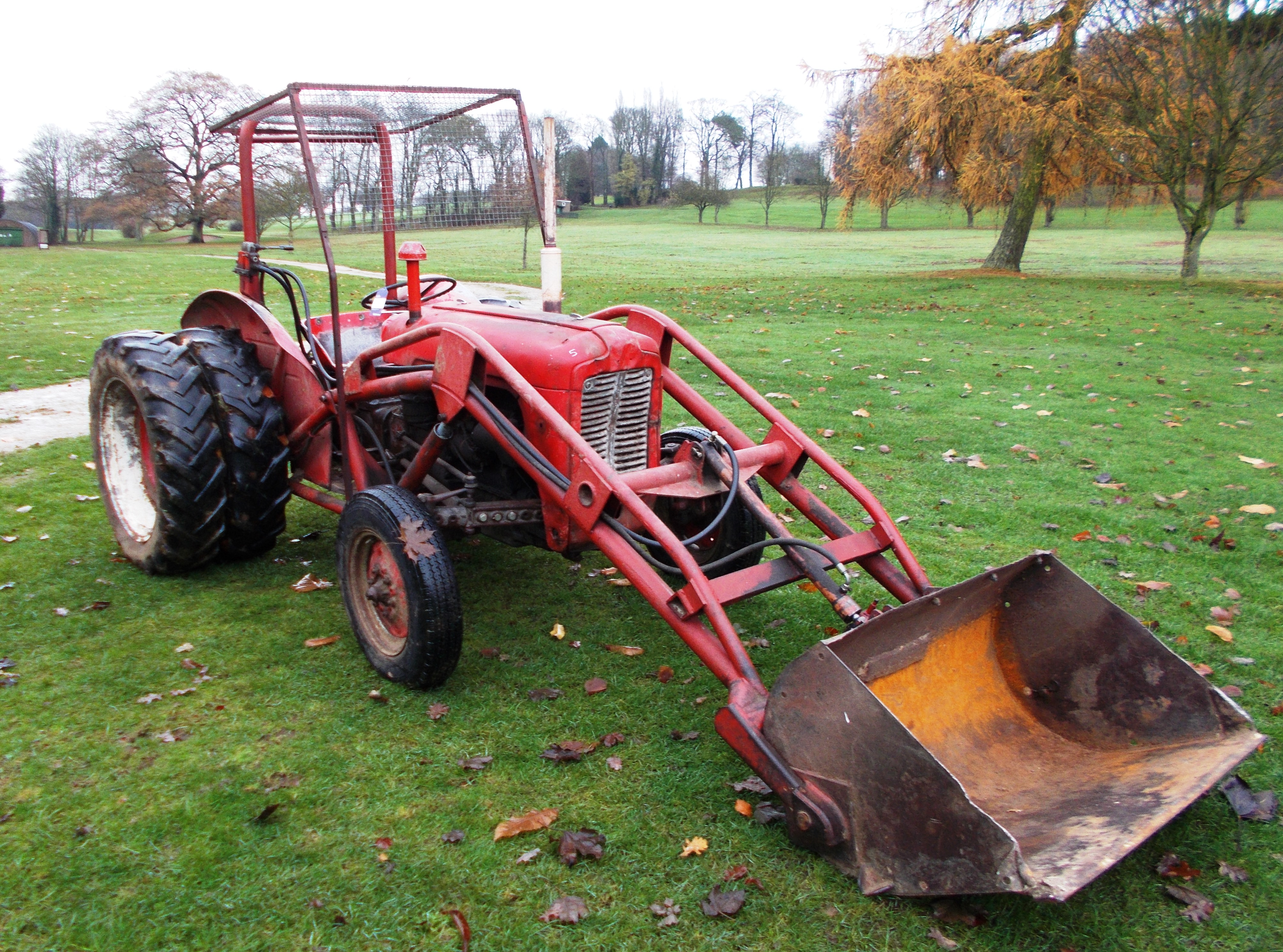 Massey Ferguson MF35 Tractor with loading bucket, estimated year 1960