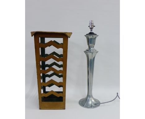 Early 20th Century metal stick / umbrella stand, 51cm high, together with an Art Nouveau style table lamp base, (2) 