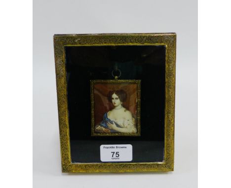 Portrait miniature of a Lady, signed Peter, 6.5 x 5cm, contained within a gilt metal rectangular glazed frame with an easel s