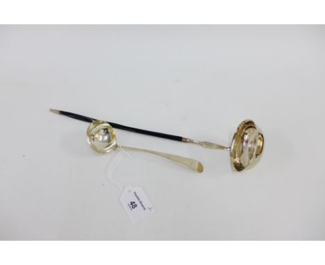 Scottish provincial Dundee silver and whale bone handled toddy ladle, together with a Dundee silver sifter spoon, longest 34c
