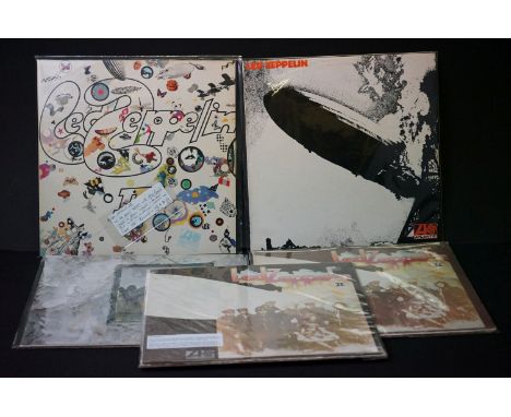 Vinyl - 5 Led Zeppelin LP's to include One (588171) Atlantic Records plum labels, Two x 2 (588198 and SD 8236) UK &amp; US pr