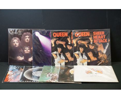 Vinyl - 9 Queen LP's to include Self Titled, Queen 2, Sheer Heart Attack x 2, A Night At The Opera, A Day At The Races, News 