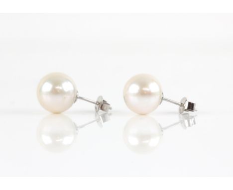 A pair of South sea pearl earrings, pearl size 11.9mm with post and screw back fittings, in 18 ct white gold. Condition Repor