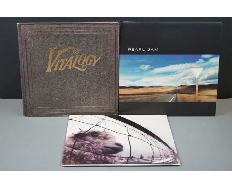 Vinyl - Three Pearl Jam LPs to include Vitalogy on Epic 4778611 embossed sleeve, no booklet, Yield E68164 die cut sleeve &amp