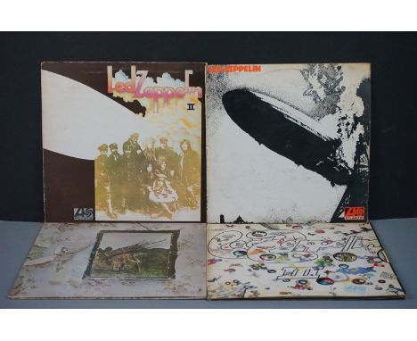 Vinyl - Led Zeppelin 4 LP's to include One (588171) plum Atlantic label, orange lettering to sleeve, Warner Bros publishing c