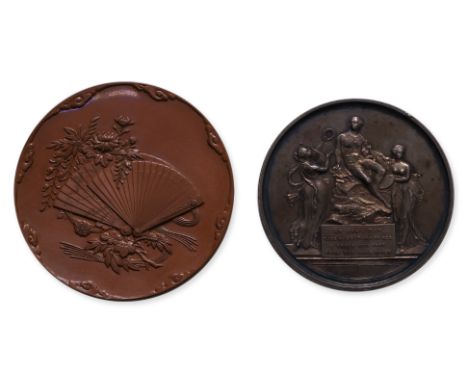 AN 1803 BRITISH SHAKESPEARE SILVER MEDAL, AND 1900 JAPANESE ROYAL WEDDING BRONZE MEDAL
Shakespeare seated beside muse, revers