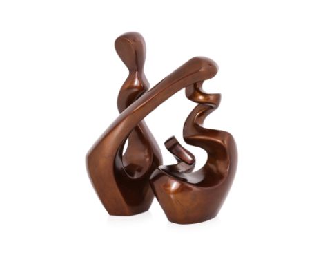 CHUA BOON KEE (SINGAPORE, B.1953) - 'FU' Bronze with brown patina, with seal, numbered 188 /888 to base, with box 18cm high C