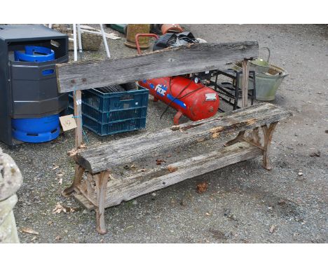 Bench in need of restoration, interesting metal bench ends - 5' long.