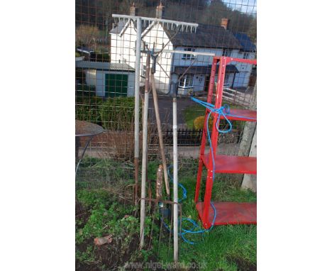 Garden tools, beet fork (a/f) rakes, edger and forks.