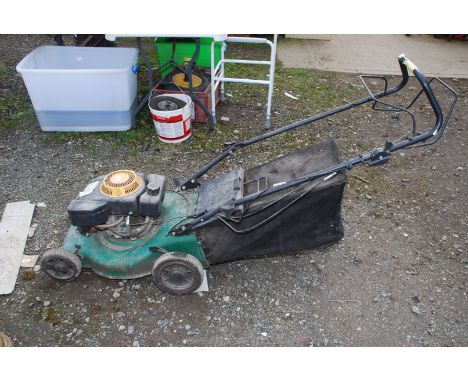 A Tondeuse Thermique lawn mower - propelled, engine turns, some compression, unable to start recoil lead missing.