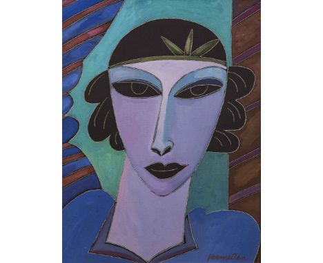 Jan  Vermeiren (South African 1949-) PORTRAIT OF A WOMAN signed oil on canvas 58,5 by 44,5cm 