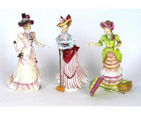 Three Royal Doulton figurines 
Comprising HN 3471 Ascot, HN 3470 Croquet, HN 3367 Henley, each from the British Sporting Heri