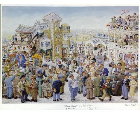 Charlie Shiels (British, 1947-2012) - 'Racing Friends'
Pencil signed colour print, also inscribed by artist to mount "To Pete