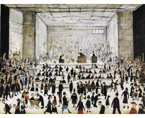 Laurence Stephen Lowry RA (British, 1887-1976)- 'The Auction'
Limited edition colour print, no. 812/850, bears embossed stamp