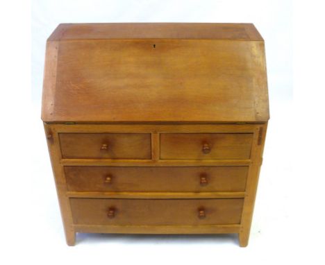 A Peter 'Rabbit Man' Heap light oak bureau
The fall front enclosing fitted compartments, above four drawers, 101x91cm.
