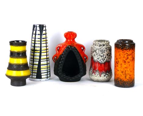 Five pieces of West German Fat Lava ceramic vases
To include Scheurich, height of largest vase 28cm
