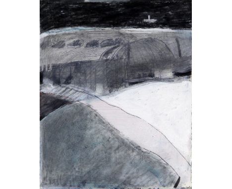 Roger Cecil (Welsh, 1942-2015)- 'Welsh Landscape'
Mixed media, indistinctly inscribed bottom right, bears label verso for Gor