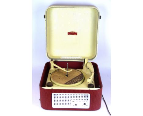 A KB Tune Time record player
Monarch UA8 four speed deck, red, white and black polka dot casing.