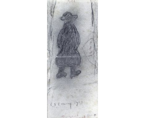 Attributed to Laurence Stephen Lowry RA (British, 1887-1976) - 'Figure in Hat'
Pencil on card, signed 'L S Lowry 1959', also 