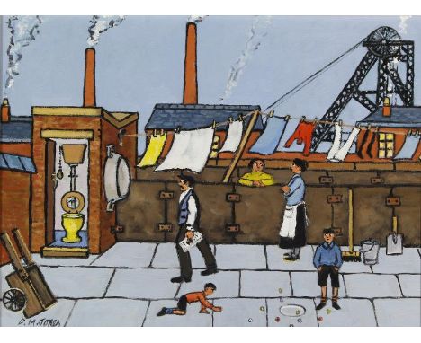 Charles M. Jones (British, 1923-2008) - 'Wash Day Gossip'
Oil on canvas, signed, titled and bears label verso, approx 40x50cm