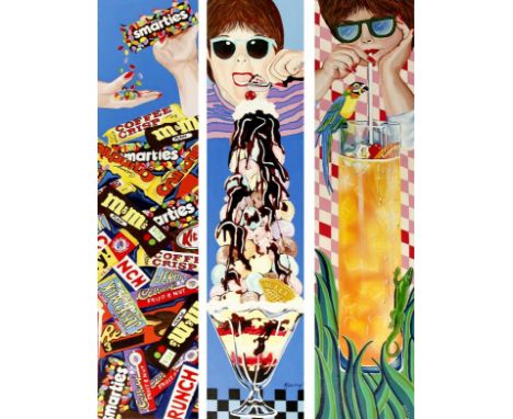 Janet Maud Rotenberg (Canadian, 1956-2007) - 'Knickerbocker Glory'  'Cocktail' and 'Candy'
A series of three oils on canvas, 