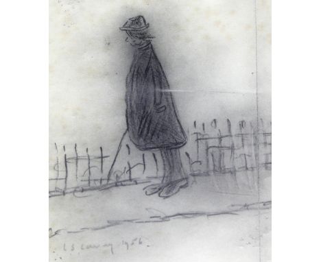 Attributed to Laurence Stephen Lowry RA (British, 1887-1976) - 'Man in a Hat and Overcoat'
Pencil drawing on paper, signed an