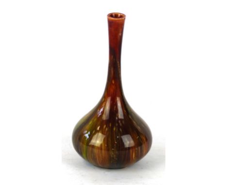 A Burmantofs Arts & Crafts vase of baluster form
With cylindrical neck, in the manner of Dr Christopher Dresser, decorated wi