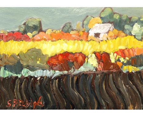 Stephanie Dingle (British, b. 1926)- 'Provence Autumn Landscape' 
Oil on panel, signed, bears artists label verso, also bears
