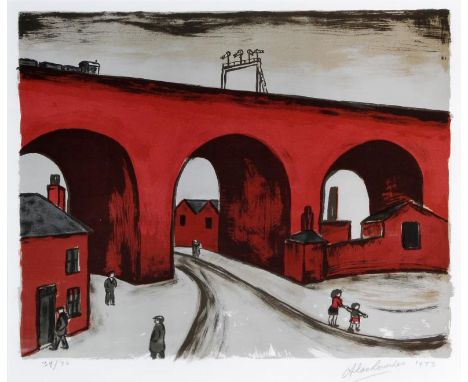 Alan Lowndes (British, 1921-1978) - 'The Viaduct'
Pencil signed limited colour print, no. 39/70, dated 1973, approx. 40x50cm,