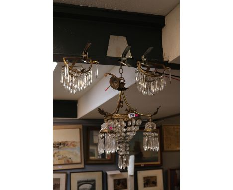 Edwardian Chandelier with two matching side lights 