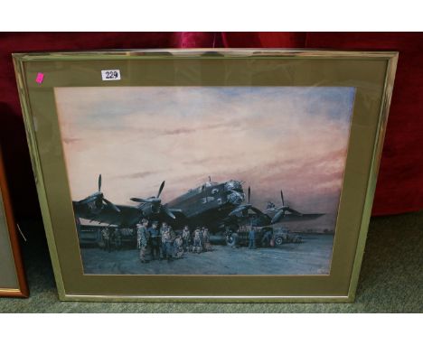 Framed Terence Cuneo Print of a Bomber and Crew 