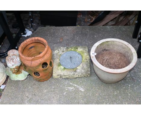 Collection of garden pots and a Sundial 