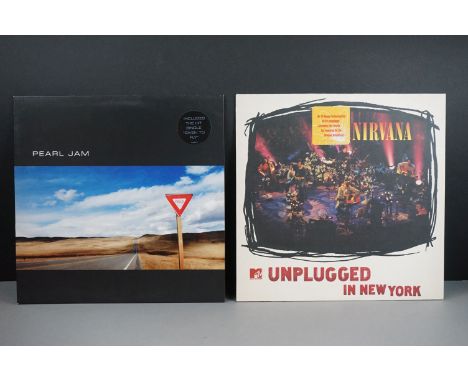 Vinyl - Two Grunge / Rock LPs to include Pearl Jam Yield on Epic 489365-1 with sticker to cover and Nirvana MTV unplugged in 