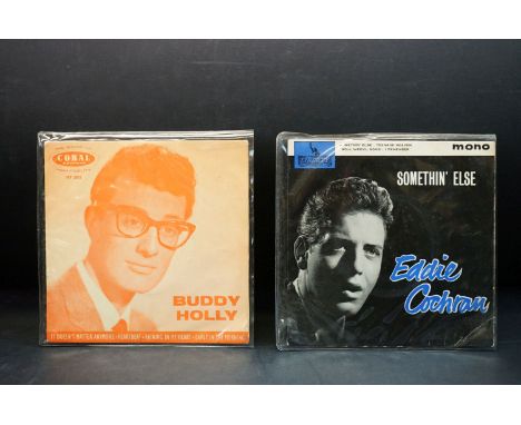 Vinyl - Rock N Roll 2 EP's to include Buddy Holly Self Titled (Coral FEP 2032) and Eddie Cochran Somethin' Else (Liberty LEP 