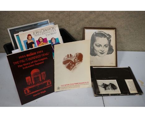 Film Memorabilia - selection to include a 1967 folio of prints of sketches by Nicholas Volpe, framed and glazed print portrai